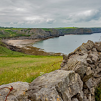Buy canvas prints of A view over Fall Bay from the Gower Coastal Path by Chris Yaxley