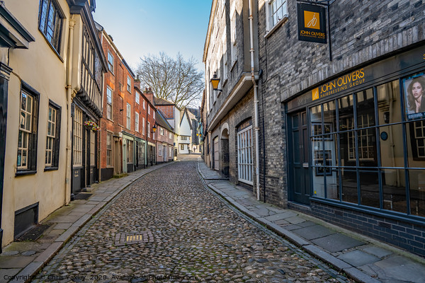 Elm Hill, a Tudor street in Norwich Norfolk Picture Board by Chris Yaxley