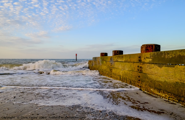 Wooden groyne on the Norfolk coast Picture Board by Chris Yaxley