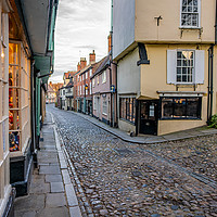 Buy canvas prints of A view down Elm Hill, Norwich by Chris Yaxley