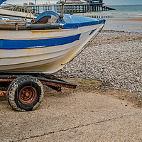 Buy canvas prints of Crab fishing boat on Cromer Beach by Chris Yaxley