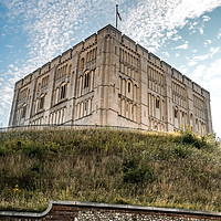 Buy canvas prints of THe medieval castle museum high on the hill in Nor by Chris Yaxley