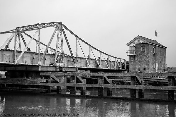 Black and white photo of the Reedham swing bridge Picture Board by Chris Yaxley