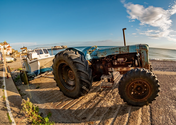 Fisheye view of a tractor, trailer and fishing boa Picture Board by Chris Yaxley