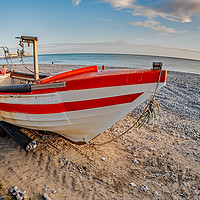 Buy canvas prints of Fisheye view of traditional crab fishing boat on C by Chris Yaxley