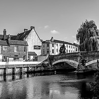 Buy canvas prints of A view towards Fye Bridge and the Mischief pub, No by Chris Yaxley