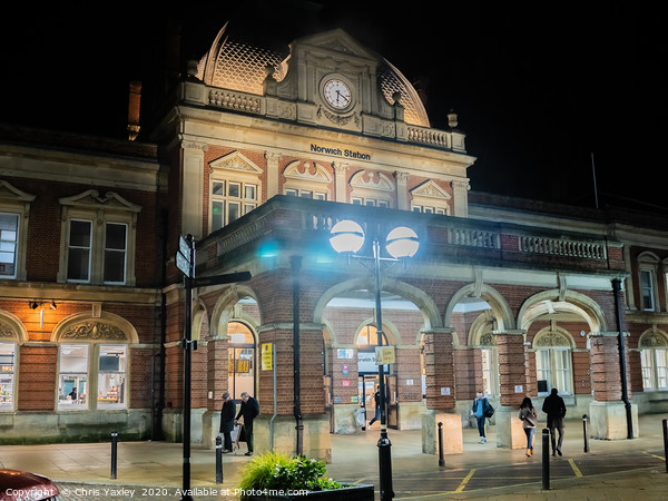 Norwich train station at night Picture Board by Chris Yaxley