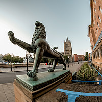 Buy canvas prints of Lion Statue in Norwich, Norfolk by Chris Yaxley