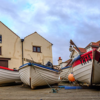 Buy canvas prints of Low down and front on view of fishing boats by Chris Yaxley