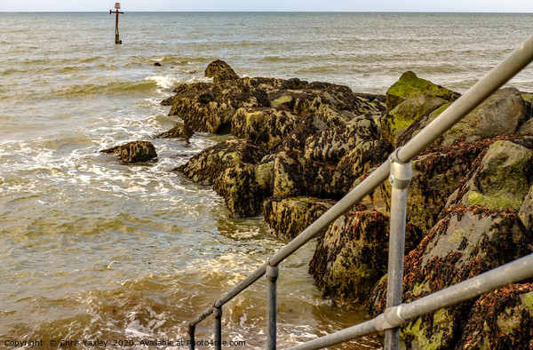 The steps down to Sheringham beach at high water Picture Board by Chris Yaxley