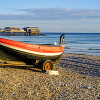 Buy canvas prints of Traditional crab fishing boat on Cromer beach at s by Chris Yaxley