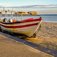 Buy canvas prints of Crab fishing boat on Cromer Beach by Chris Yaxley