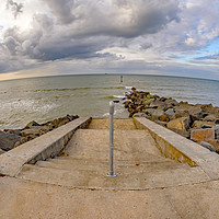 Buy canvas prints of Fisheye view of the concrete steps leading down to by Chris Yaxley