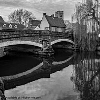 Buy canvas prints of The oldest bridge in Norwich bw by Chris Yaxley