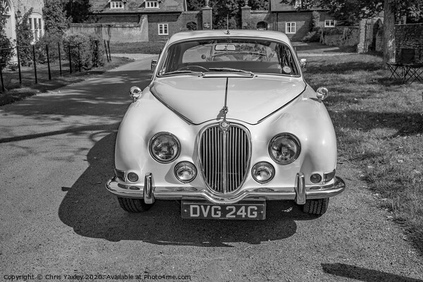 Jaguar 3000 classic car bw Picture Board by Chris Yaxley