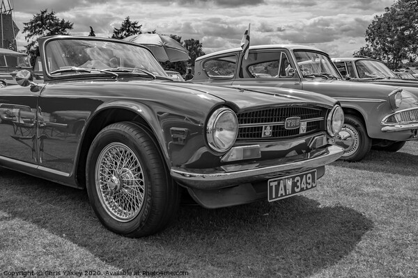 Classic Triumph TR6 sports car bw Picture Board by Chris Yaxley
