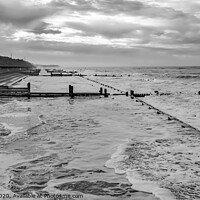 Buy canvas prints of Stormy seas on the Norfolk coast bw by Chris Yaxley