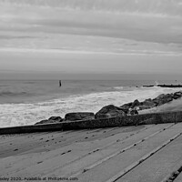 Buy canvas prints of Cart Gap beach captured from the wooden ramp bw by Chris Yaxley