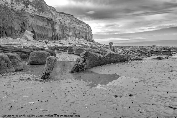 Hunstanton beach wreck bw Picture Board by Chris Yaxley