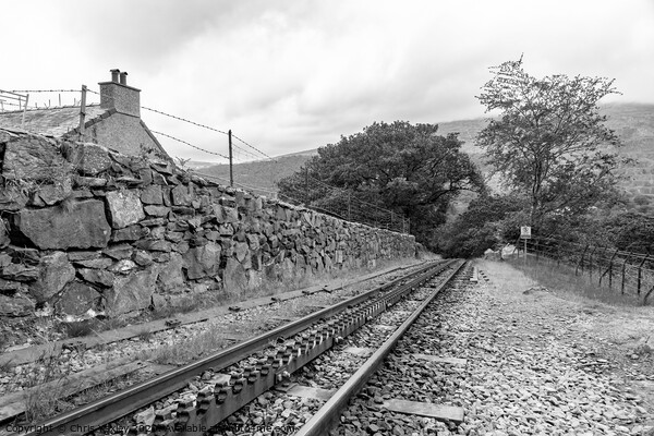 Mount Snowdon Railway, Llanberis, North Wales. The rack and pinion railway track running up Mount Snowdon Picture Board by Chris Yaxley
