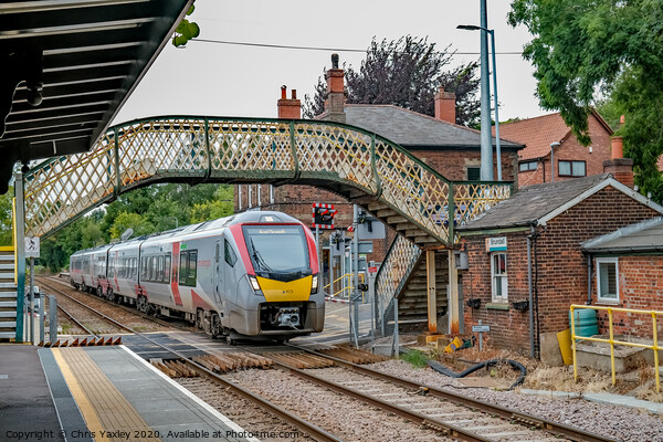 Commuter train in Brundall Gardens station Picture Board by Chris Yaxley