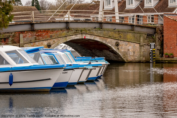 Boats on the Bure, Wroxham Bridge, Norfolk Broads Picture Board by Chris Yaxley