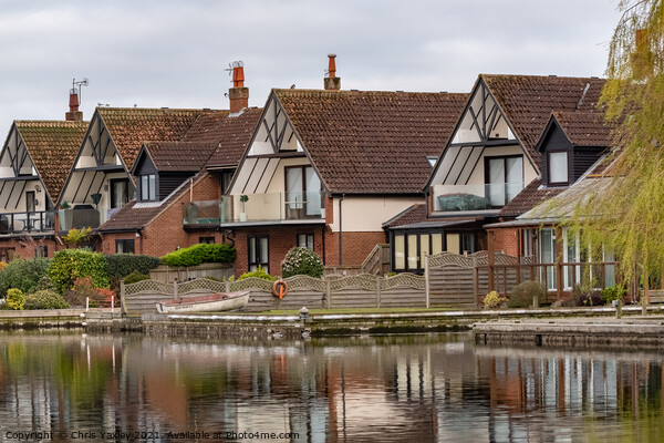 Riverside cottages on the bank of the River Bure, Horning Picture Board by Chris Yaxley