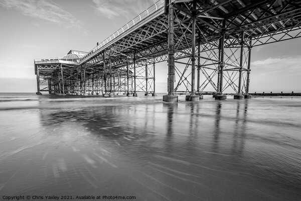 13 Looking up towards the wooden boardwalk of the Victorian pier Picture Board by Chris Yaxley
