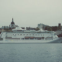Buy canvas prints of Сruise ship parked in the port of Stockholm by Vladimir Rey