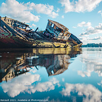 Buy canvas prints of Wreck of a wooden fishing boat in the clouds by Laurent Renault