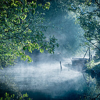 Buy canvas prints of Mist on the river in the marshes in Bourges by Laurent Renault