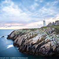 Buy canvas prints of The ruins of the abbey of Saint-Mathieu and the lighthouse in Fr by Laurent Renault