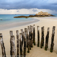 Buy canvas prints of Fort National in Saint-Malo and breakwater trunks at eventail be by Laurent Renault