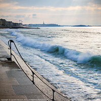 Buy canvas prints of Wave on the Saint-Malo dike by Laurent Renault