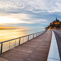 Buy canvas prints of Le Mont Saint-Michel and the bridge over water in Normandy by Laurent Renault