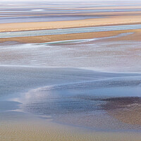Buy canvas prints of flowing sea water on sand at low tide near Mont Saint-Michel by Laurent Renault