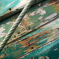 Buy canvas prints of Old boat wooden hull, green by Laurent Renault