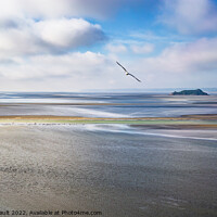 Buy canvas prints of Scenic view on small Tombelaine island from Le Mont Saint-Michel by Laurent Renault