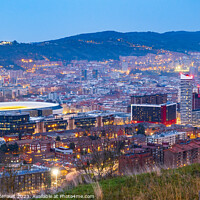 Buy canvas prints of Nightfall in the great Bilbao city in Spain by Laurent Renault