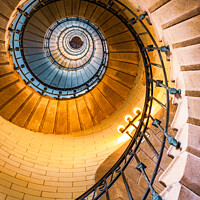 Buy canvas prints of Spiral stairs inside the Eckmuhl lighthouse by Laurent Renault