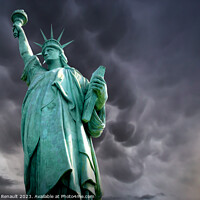 Buy canvas prints of Statue of Liberty in a stormy background by Laurent Renault