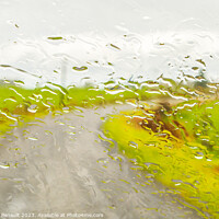 Buy canvas prints of Abstract image of rural road, through the wet window by Laurent Renault