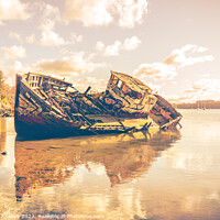 Buy canvas prints of Wreck of a wooden fishing boat abandoned on the shore by Laurent Renault