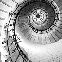 Buy canvas prints of Black and white vertical real photography of Spiral stairs insid by Laurent Renault