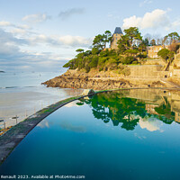 Buy canvas prints of Beach and the swiming pool in Dinard city. Photography taken in  by Laurent Renault