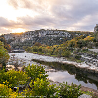 Buy canvas prints of Panorama from the medieval village of Balazuc over Ardèche rive by Laurent Renault