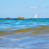 Buy canvas prints of Boats and waves seen by a swimmer at sea level, photography take by Laurent Renault