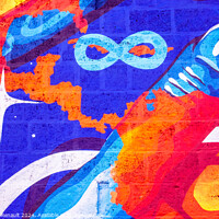 Buy canvas prints of Blue graffiti finger detail on the wall by Laurent Renault