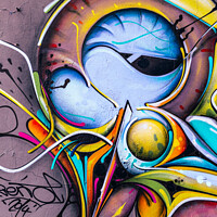 Buy canvas prints of Abstract graffiti detail vertically framed on the wall by Laurent Renault
