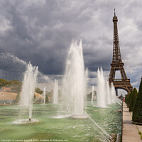 Buy canvas prints of Eiffel Tower viewed through the Trocadero Fountains in Paris, sq by Laurent Renault